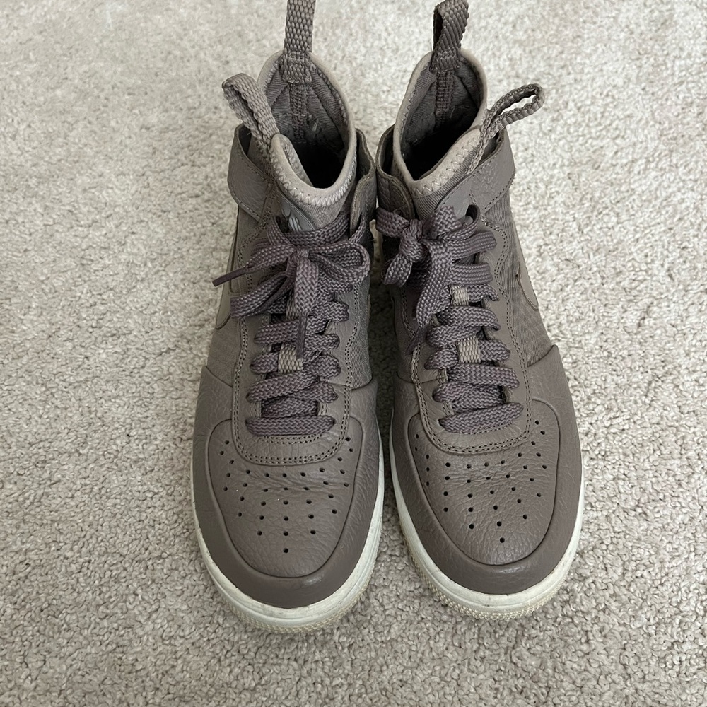 Nike Air Force High-Top Sneakers in Taupe